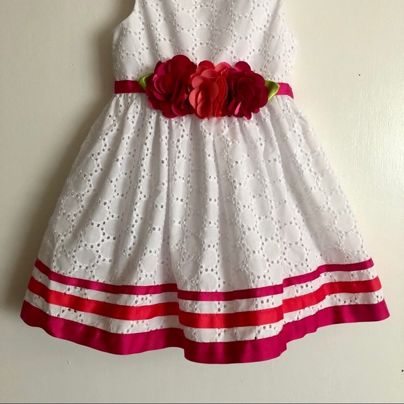 Sweet Heart Rose White Eyelet Girls size 3T Special Occasion Dress Pink Ribbon - Picture 3 of 7